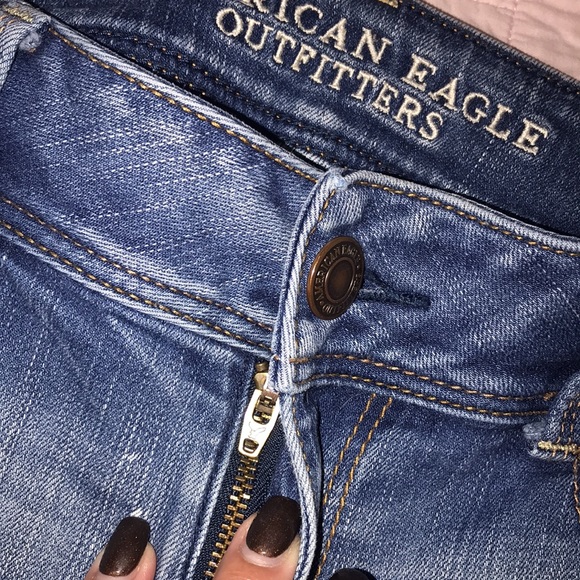 American Eagle outfitters Jean Bermuda shorts kick boot super stretch Sz 10 - Picture 11 of 12